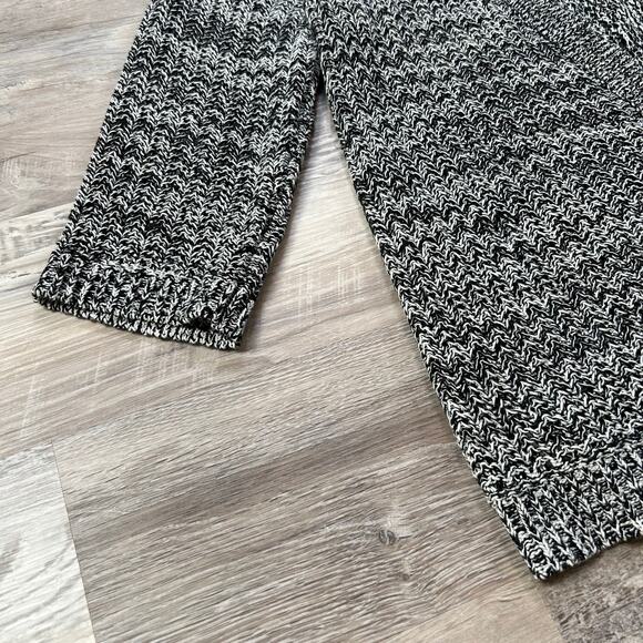 J.Jill Black White Marled Knit Cardigan Sweater Cotton Blend Loungewear Cozy - Picture 2 of 6